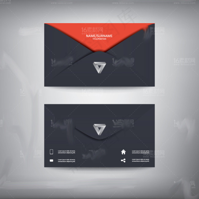 黑红简约名片设计矢量