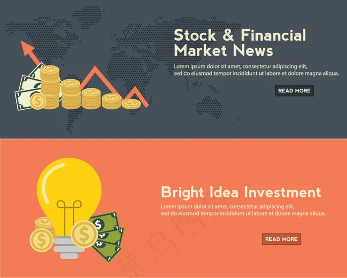 金融元素图表横幅eps,ai矢量模版下载