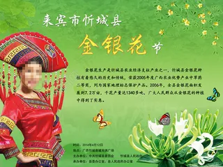 来宾市忻城县金银花节宣传海报psd源文件