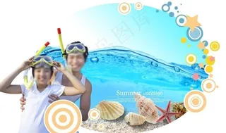 家庭海边潜水度假*图片