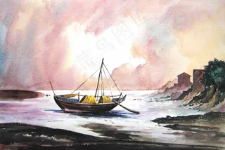 海边的小渔船图片