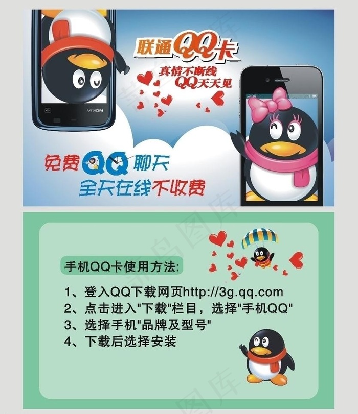 中国联通qq卡 (合层)图片cdr矢量模版下载