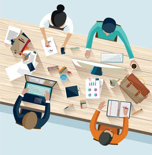 人物与办公场所元素矢量素材eps,ai矢量模版下载