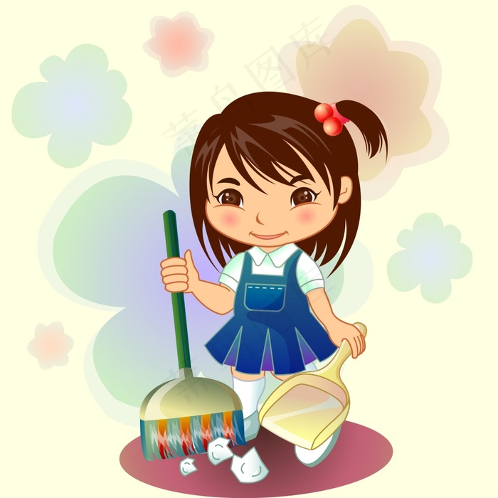 打扫卫生的孩子