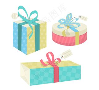 3款彩色节日礼盒矢量素材