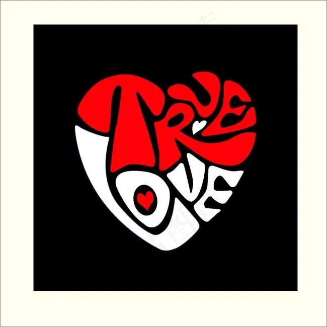 truelove文字心形ai矢量模版下载