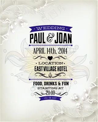 花朵与植物婚礼请柬图片