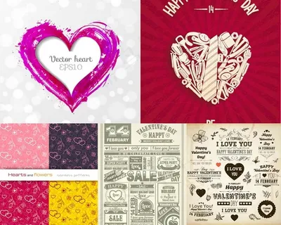 枚红色的心形设计矢量素材