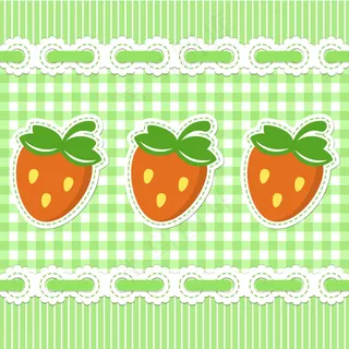 童趣草莓格子背景矢量素材