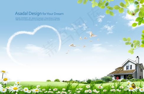 唯美春天乡村田园风光PSD素材