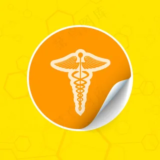 以黄色背景医学符号抽象医学概念