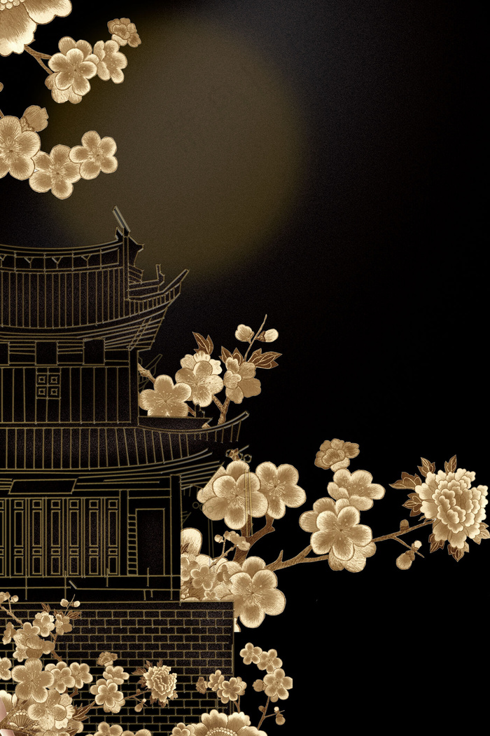 中国风传统文化刺绣宣传海报背景