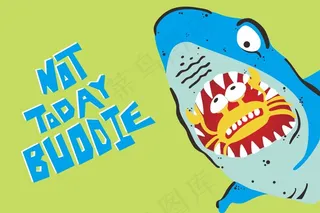 鲨鱼吃螃蟹矢量卡通