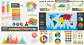 彩色矢量图形图表元素