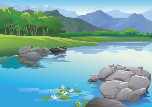 美丽风景画02——矢量素材