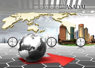 地球地图建筑钟表创意宣传设计海报