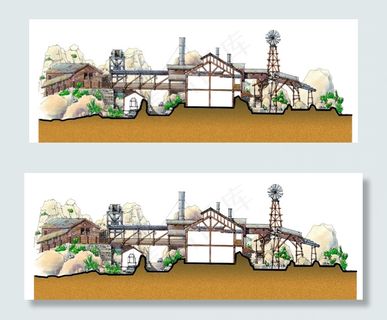 矿山手绘图片素材