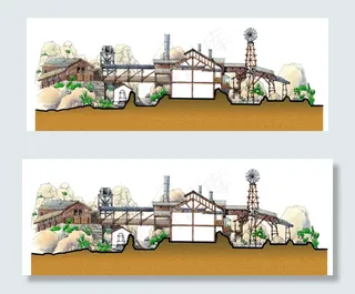 矿山手绘图片素材