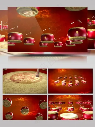 高清震撼大气火焰大鼓背景视频(有声音)