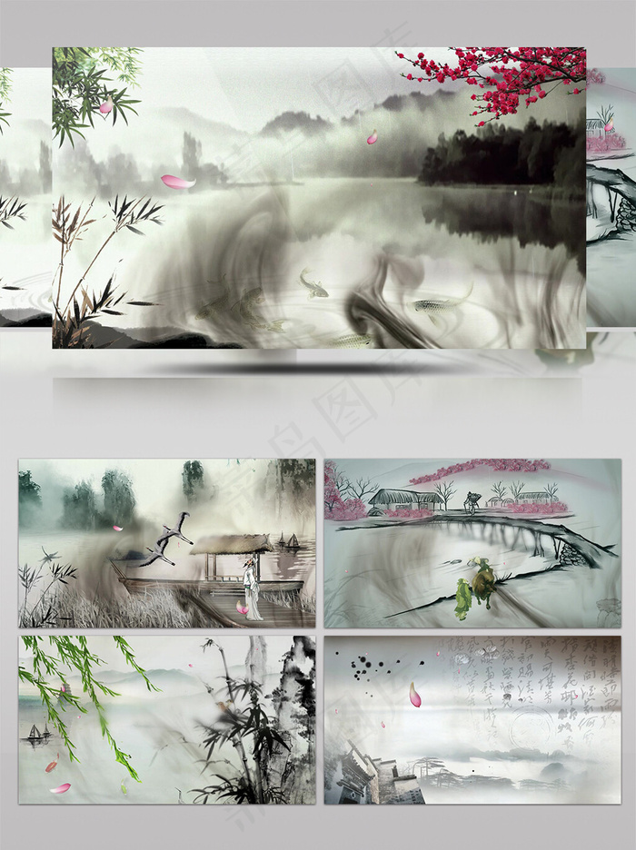 中国风古典大气水墨风光背景AE模板