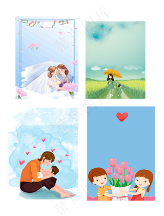 母亲节人物插画海报背景元素