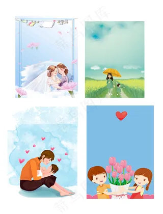 母亲节人物插画海报背景元素