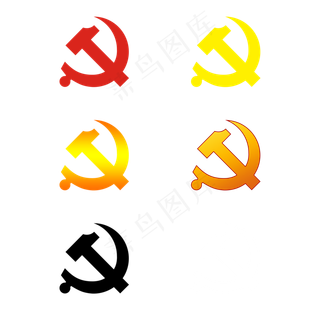 红色橙色渐变色多色党徽