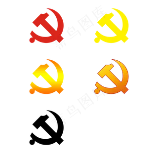 红色橙色渐变色多色党徽