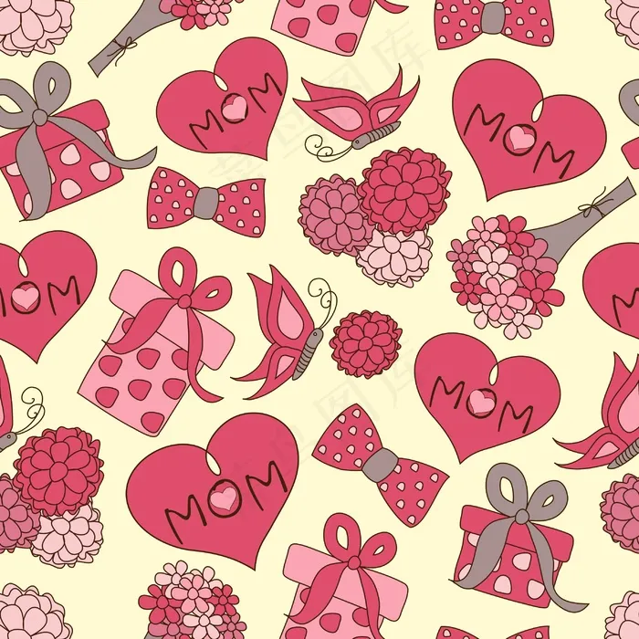 母亲节庆祝活动的无缝模式eps,ai矢量模版下载