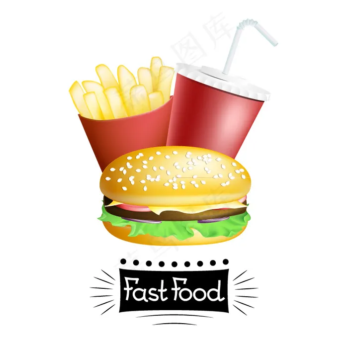 3种美味快餐食品矢量素材ai矢量模版下载