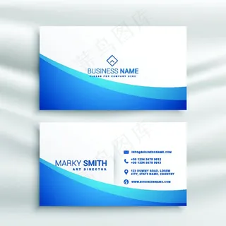商务蓝色曲线名片图片