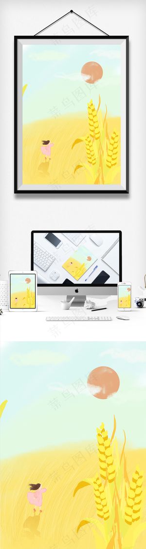 手绘小清新小满夏季插画