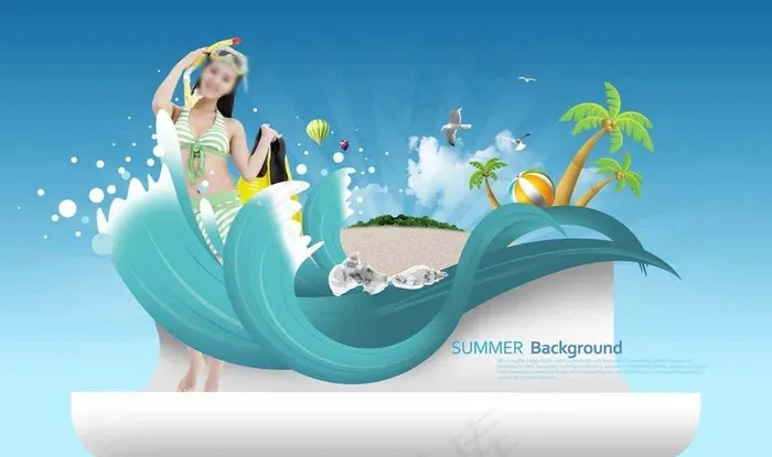 美女潜水图片(5200X3380(DPI:300))psd模版下载