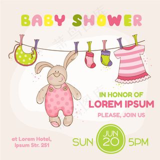 迎婴聚会邀请卡矢量模板