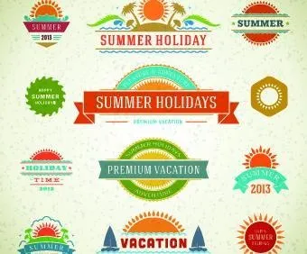 暑假向量02标志和标签eps,ai矢量模版下载