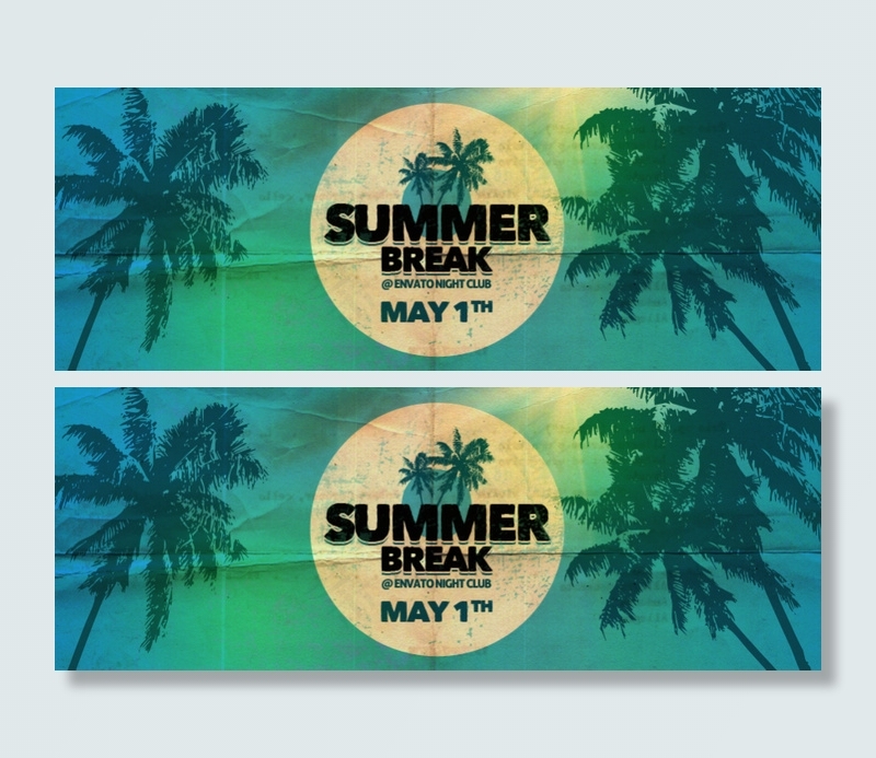 Summer4 复古创意海报素材(851X315(DPI:300))psd模版下载