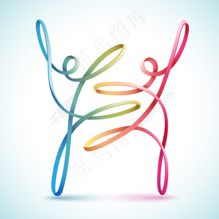 彩色舞蹈丝带人