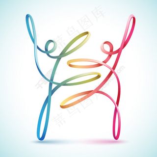 彩色舞蹈丝带人