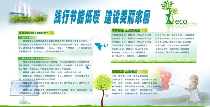 践行节能低碳建设美丽图片psd模版下载