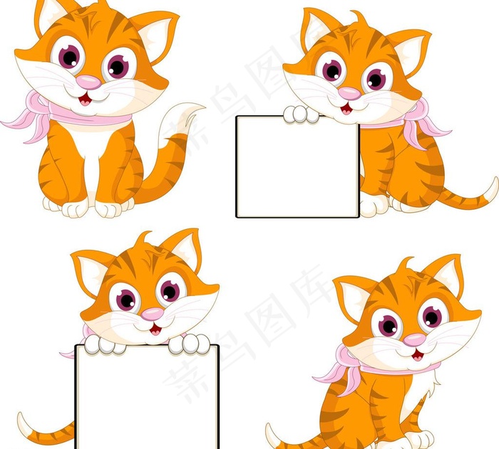 卡通猫空白公告栏图片eps,ai矢量模版下载