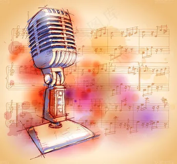 精美麦克风与潮流背景矢量素材