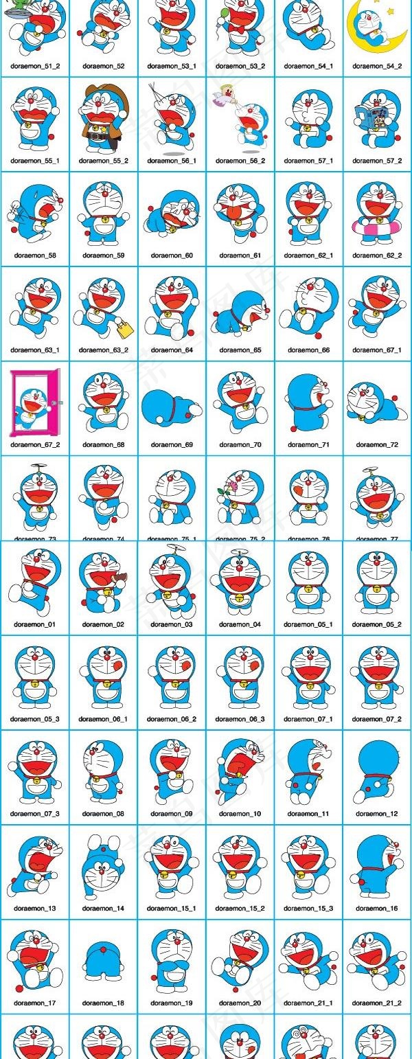 哆啦A梦卡通插画集合矢量素材ai矢量模版下载