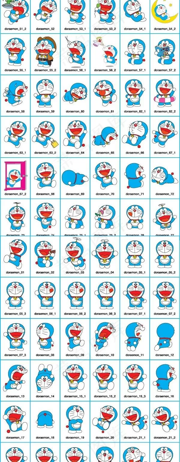 哆啦A梦卡通插画集合矢量素材ai矢量模版下载