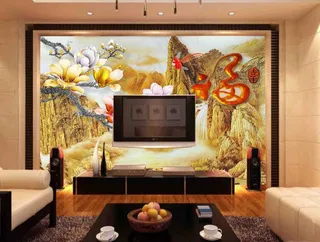 玉兰福字彩雕背景墙