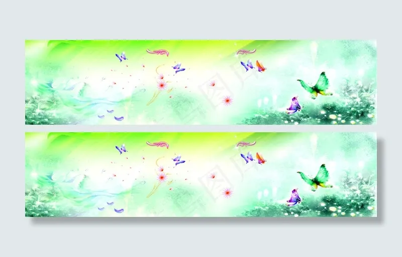 春天　春季　梦幻(9782X2362(DPI:300))psd模版下载