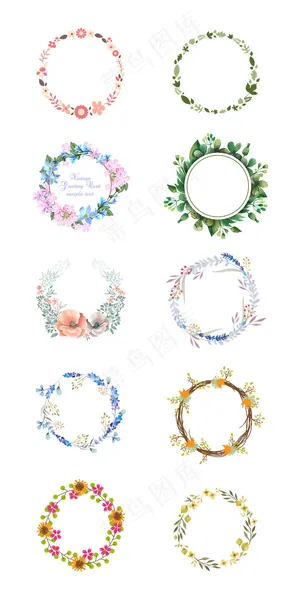 小清新文艺花环花卉素材