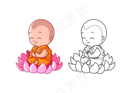 卡通佛教儿童人物矢量素材 卡通佛教儿童人物矢量素材