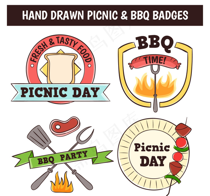 手绘烧烤矢量素材