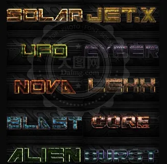 科技另类的金属图案艺术字样式