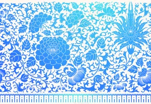 蓝色花卉